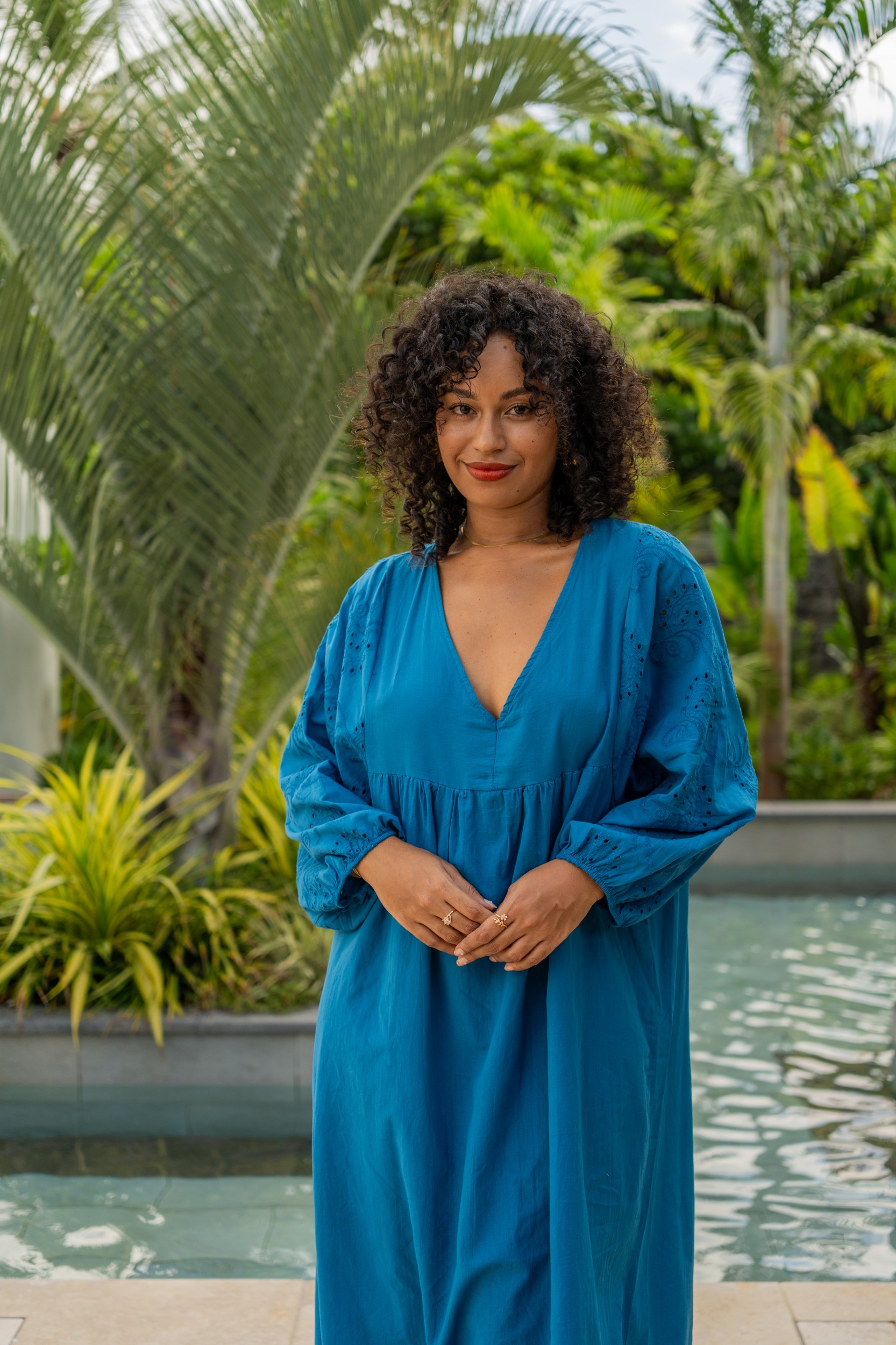 Robe longue brod&eacute;e, &Eacute;cru, Taille unique