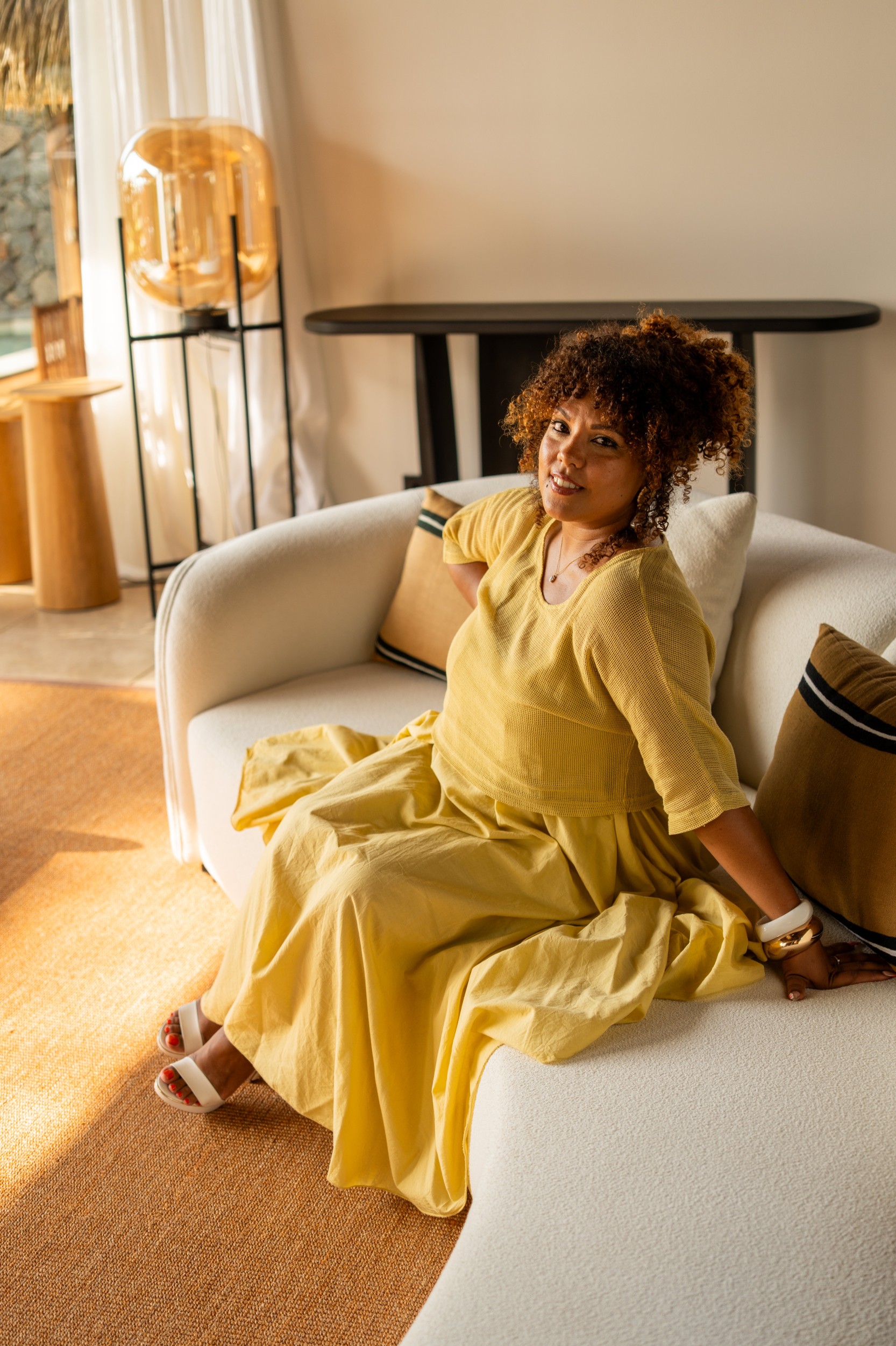 Robes mi longue avec haut en maille, &Eacute;cru, Taille unique