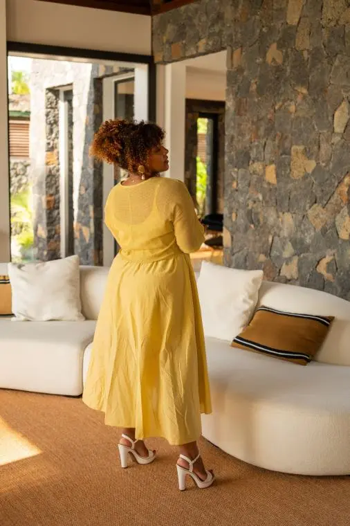 Robes mi longue avec haut en maille, Écru, Taille unique