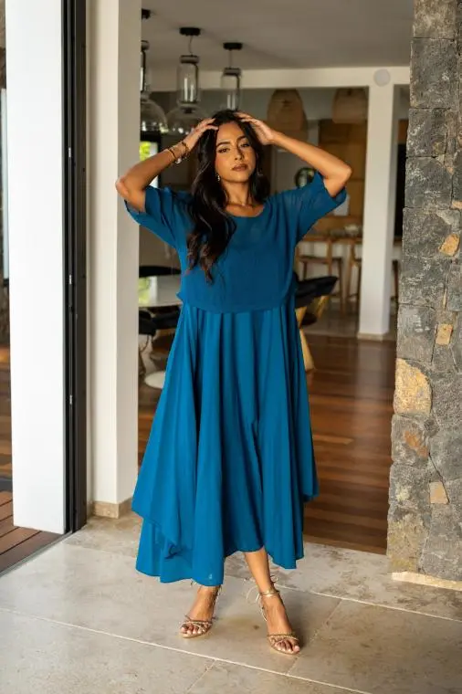 Robes mi longue avec haut en maille, Écru, Taille unique