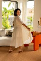 Robes mi longue avec haut en maille, Écru, Taille unique