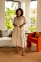 Robes mi longue avec haut en maille, Écru, Taille unique