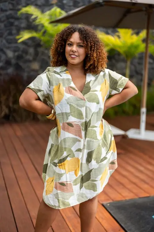 Robe courte imprimée , Vert, T1 (38/40)