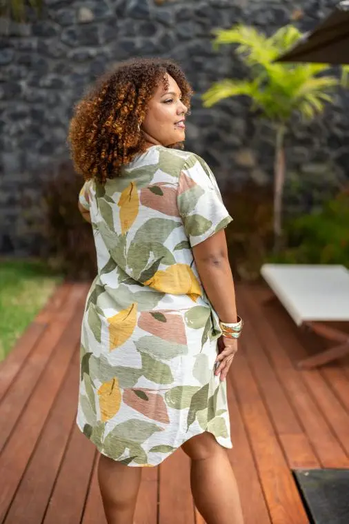 Robe courte imprimée , Vert, T1 (38/40)