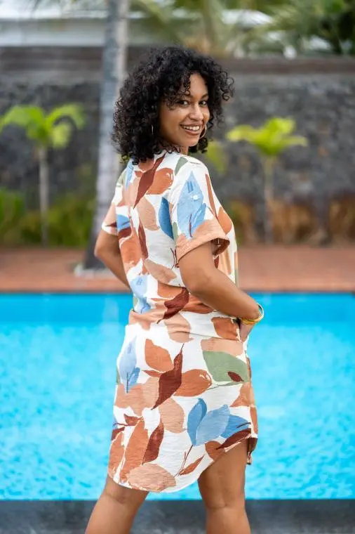 Robe courte imprimée , Vert, T1 (38/40)