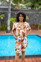 Robe courte imprimée , Vert, T1 (38/40)