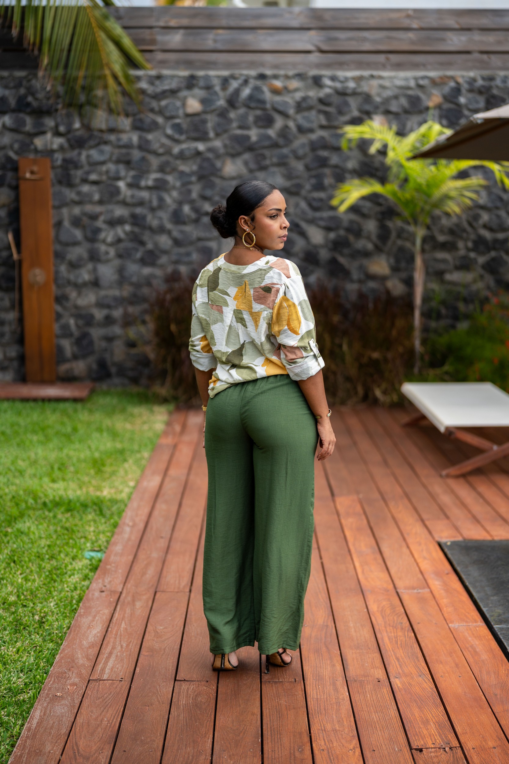 Pantalon fluide uni, Noir, T1 (38/40)