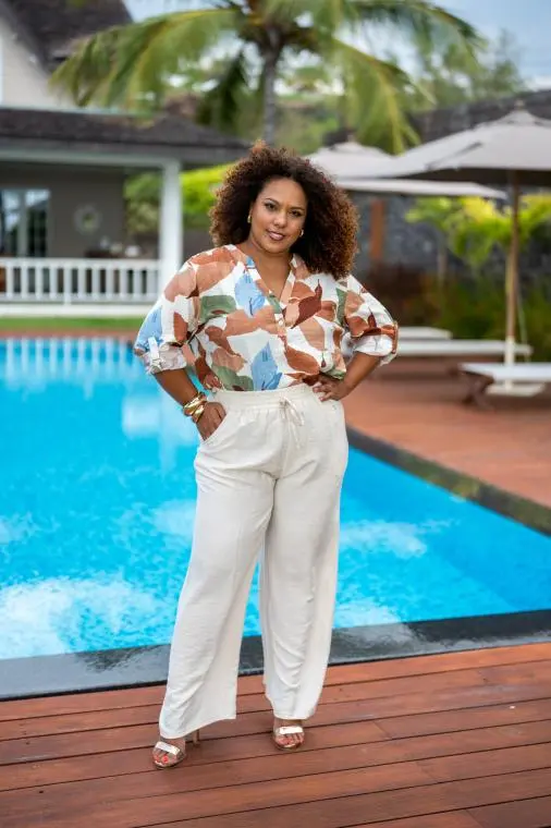 Pantalon fluide uni, Noir, T4 (44/46)