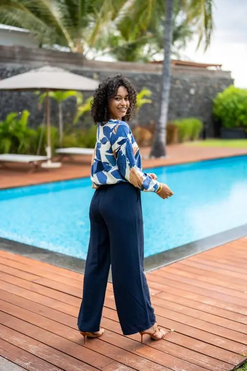 Pantalon fluide uni, Noir, T4 (44/46)