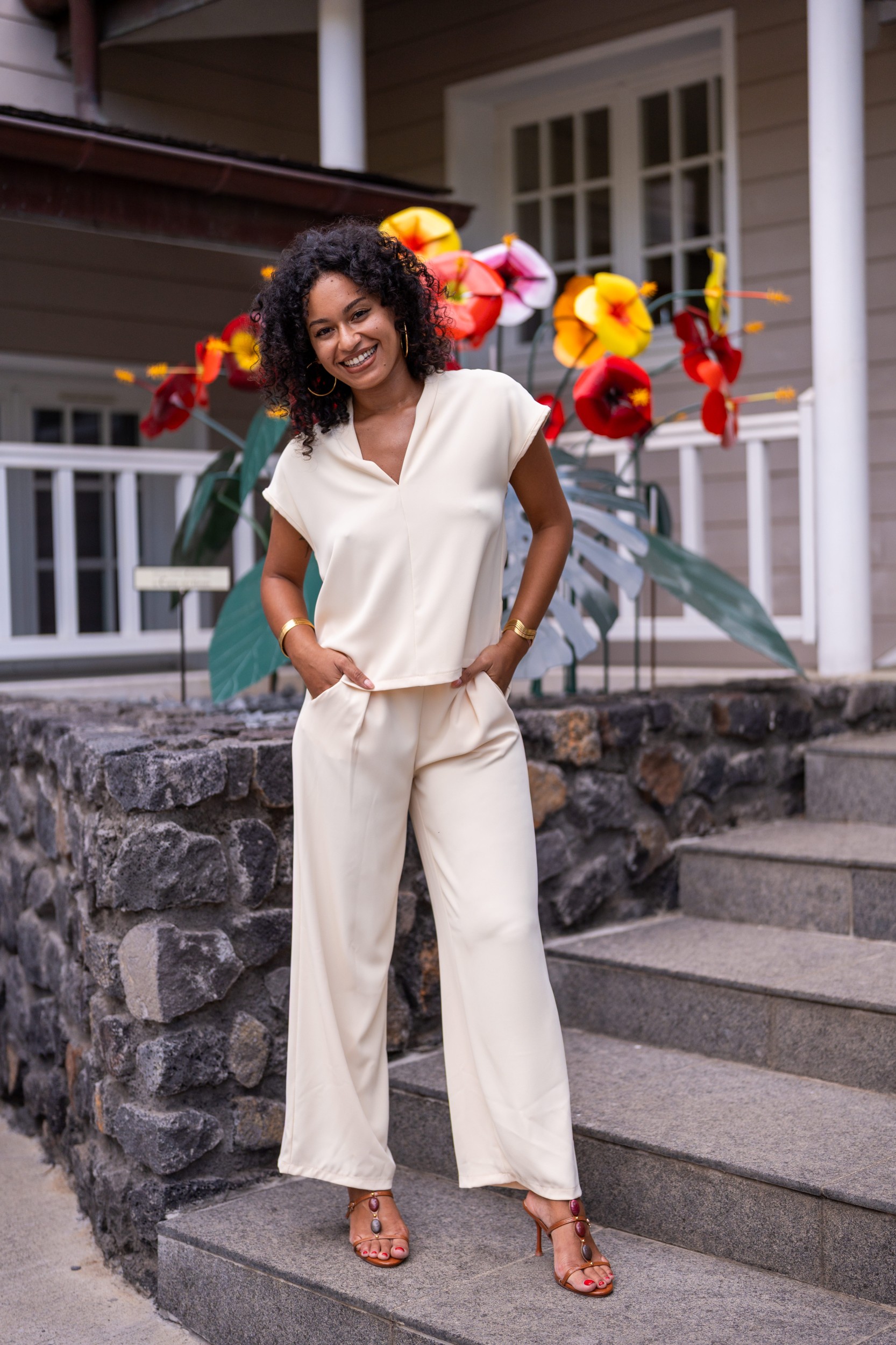 Pantalon fluide uni, Noir, Taille unique