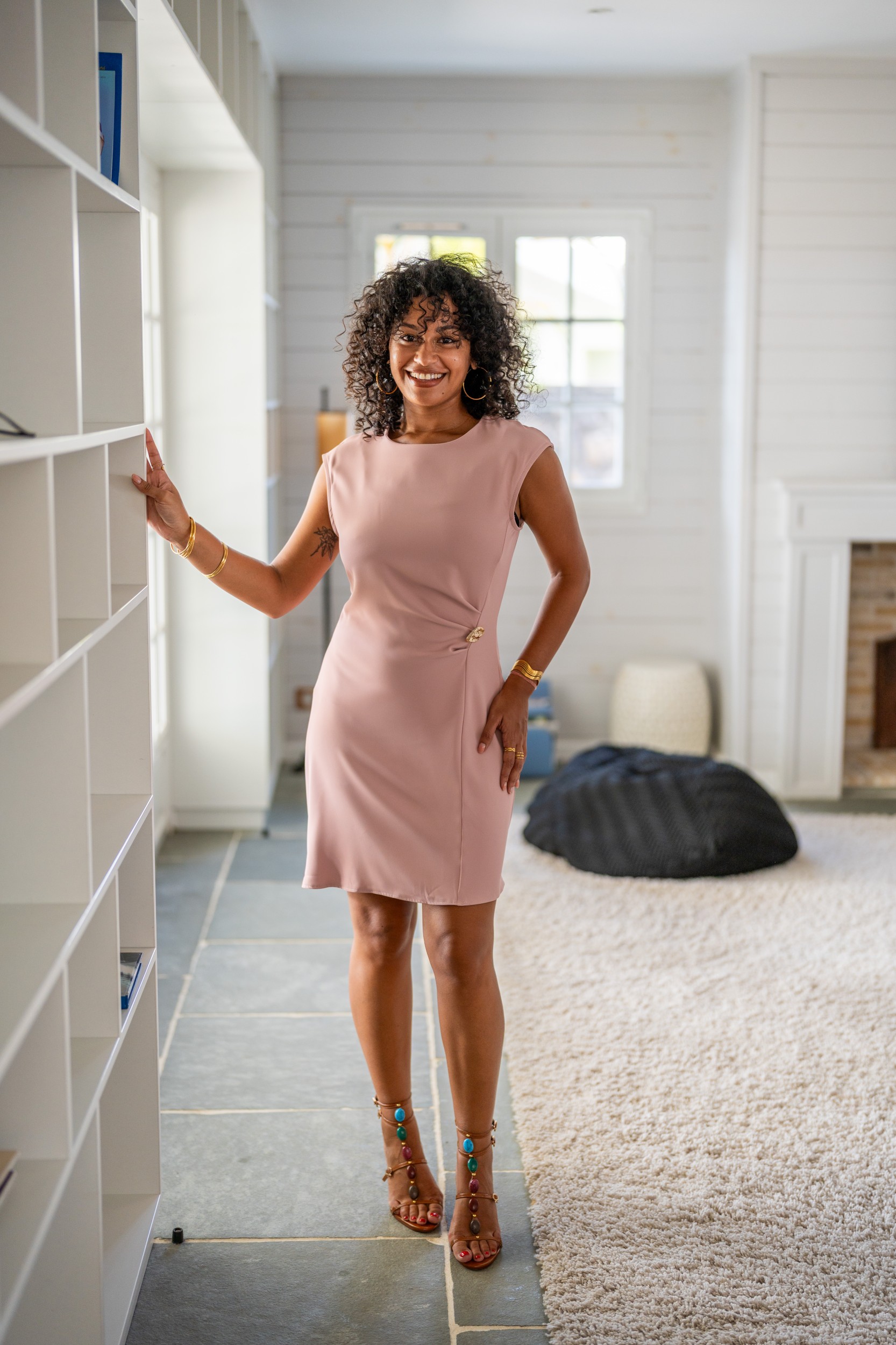 Robe courte fluide uni, Noir, Taille unique