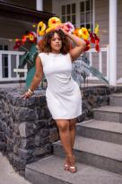 Robe courte fluide uni, Noir, Taille unique