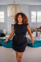 Robe courte fluide uni, Noir, Taille unique