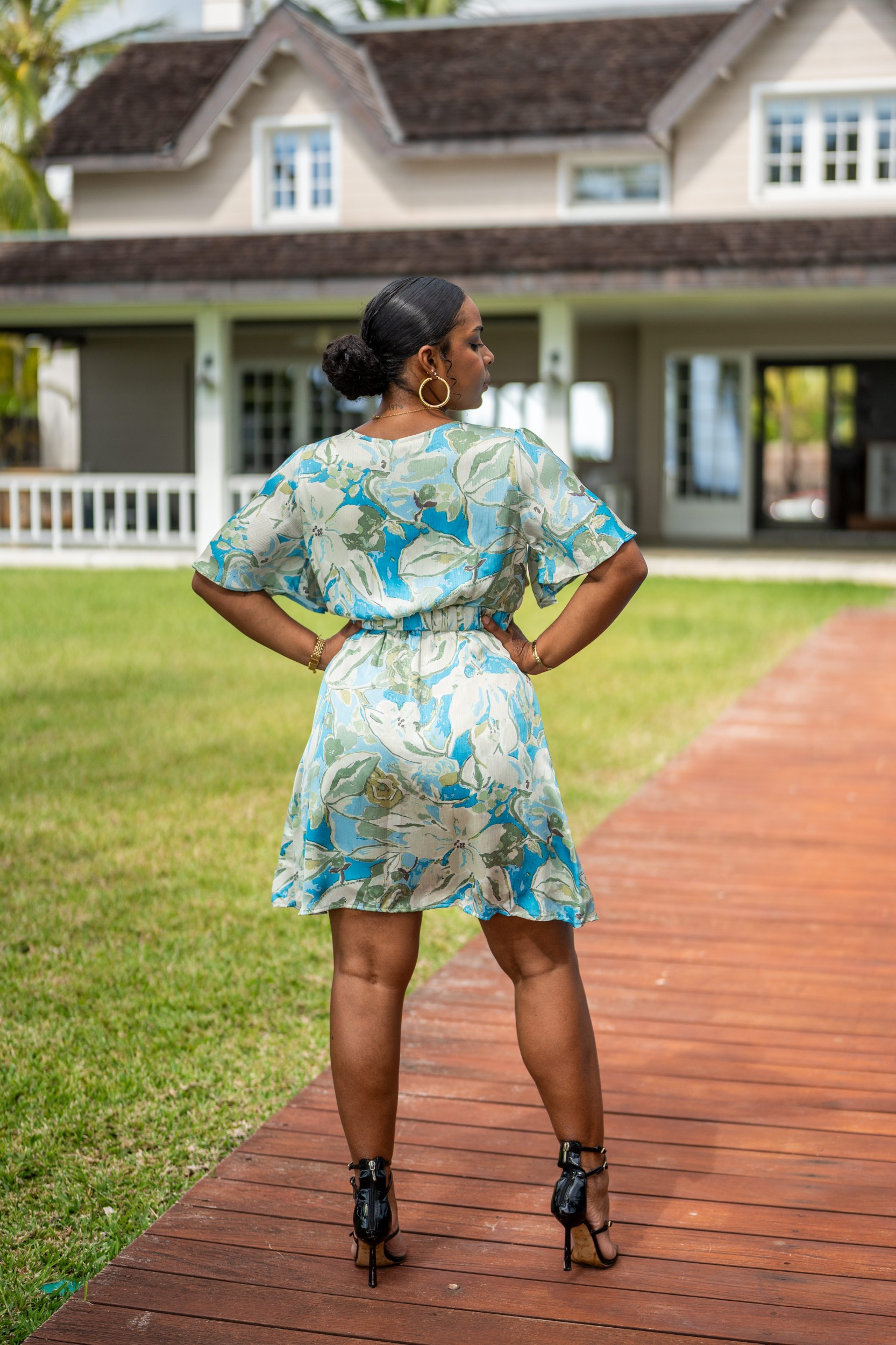 Robe courte imprim&eacute;e, Vert, L/XL
