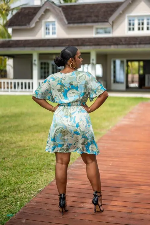 Robe courte imprimée, Vert, L/XL