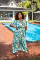 Robe longue imprimée , Rose, L/XL