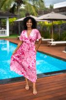 Robe longue imprimée , Rose, L/XL