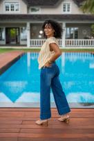 Jeans coupe "wide leg", Bleu jeans, 34