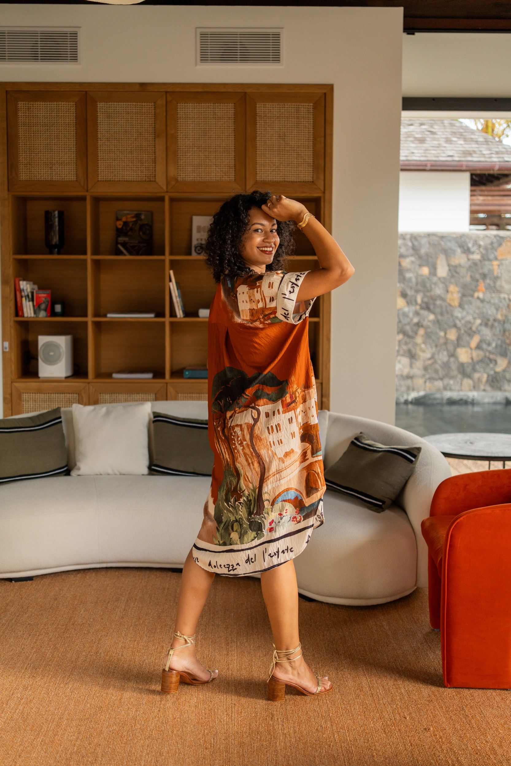 Robe courte imprim&eacute;e, Vert sapin, Taille unique
