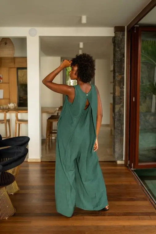 Maxi combinaison unie, Vert émeraude, Taille unique