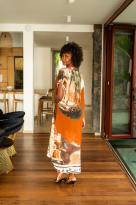 Robe longue imprimée, Vert sapin, Taille unique