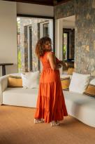 Robe longue unie , Rouille, Taille unique