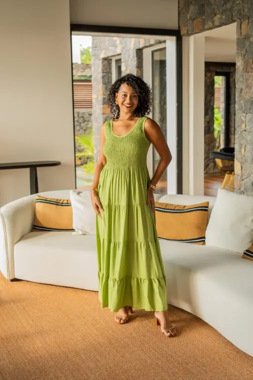 Robe longue unie , Rouille, Taille unique