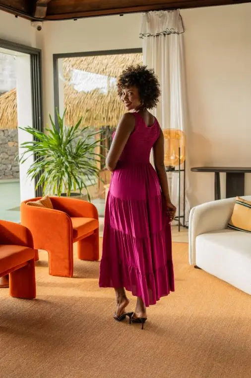 Robe longue unie , Rouille, Taille unique