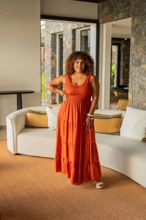 Robe longue unie , Rouille, Taille unique
