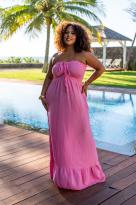 Robe longue bustier, Rose, Taille unique