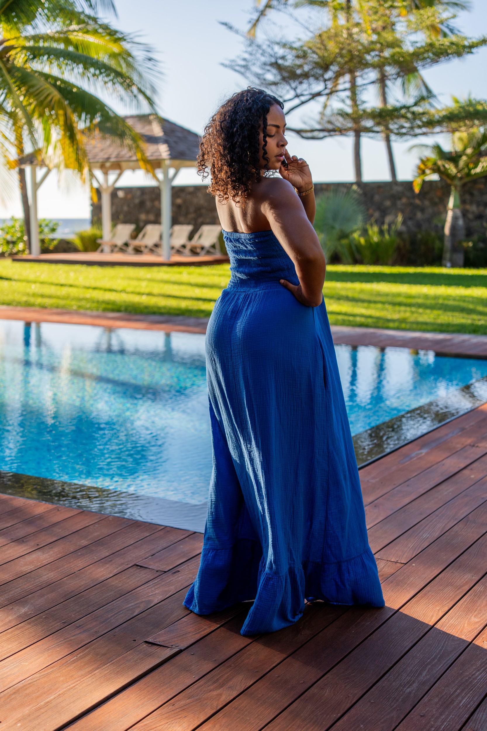 Robe longue bustier, Rose, Taille unique