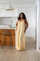Robe bretelles à rayures, Jaune, Taille unique
