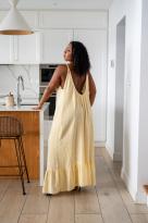 Robe bretelles à rayures, Jaune, Taille unique