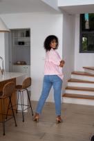 Chemisier à rayures, Rose, Taille unique
