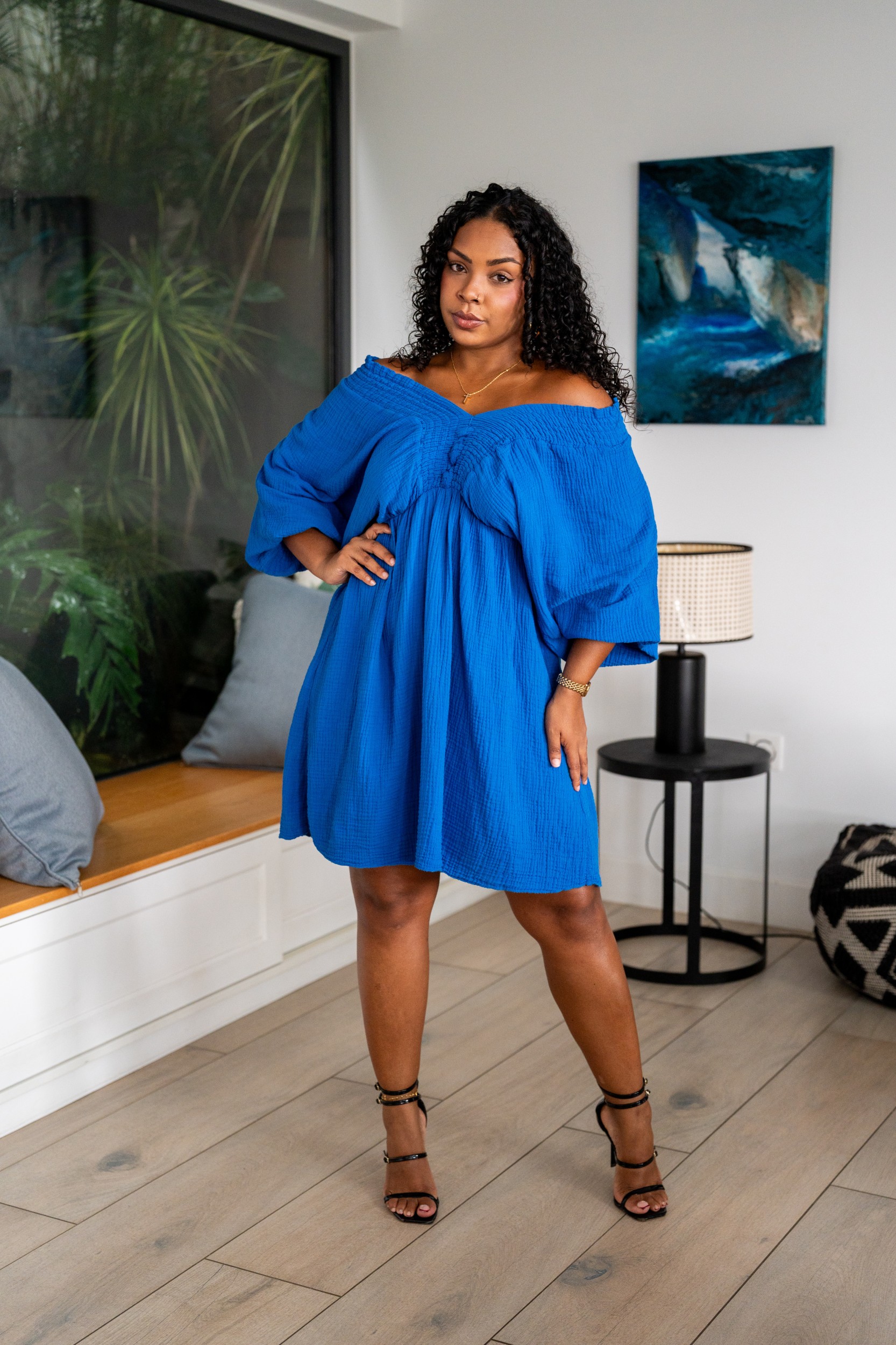 Robe courte, Bleu roi, Taille unique