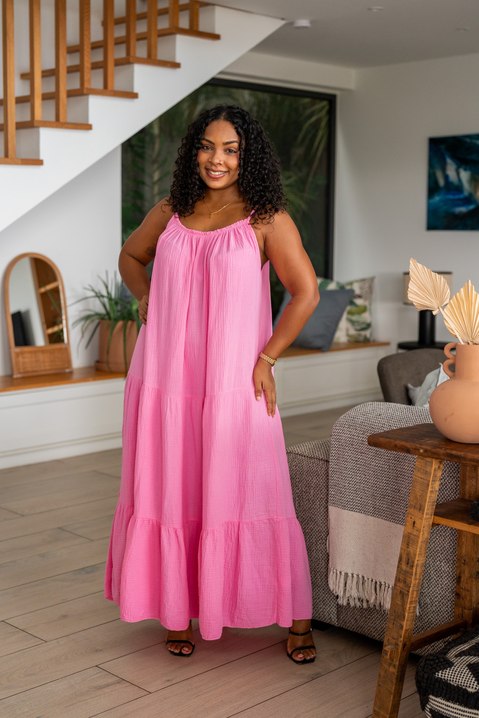 Robe bretelles, Rose, Taille unique