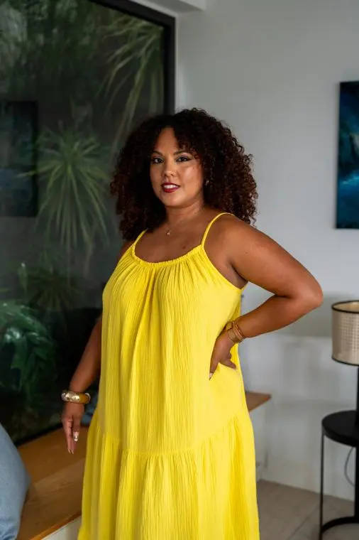 Robe à bretelles, Jaune, Taille unique