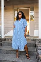 Robe chemise à rayures, Jaune, Taille unique