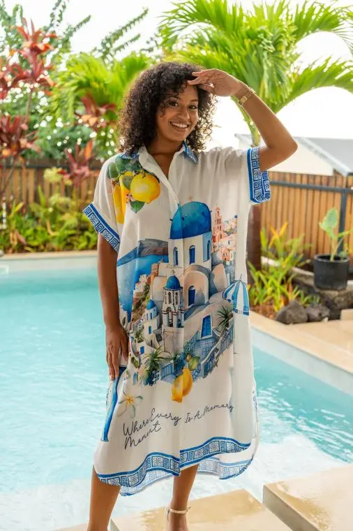 Robe chemise « dolce vita », Multicolore, Taille unique