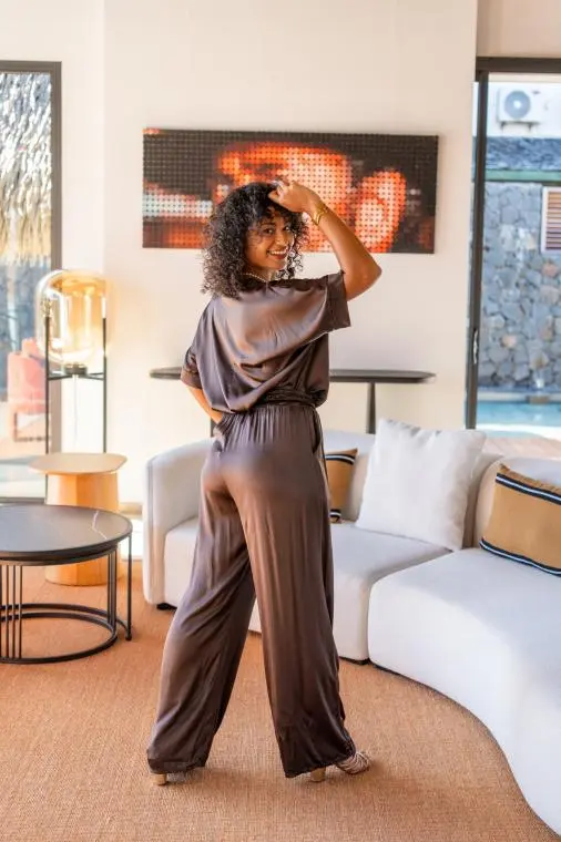 Pantalon satiné, Vert, Taille unique