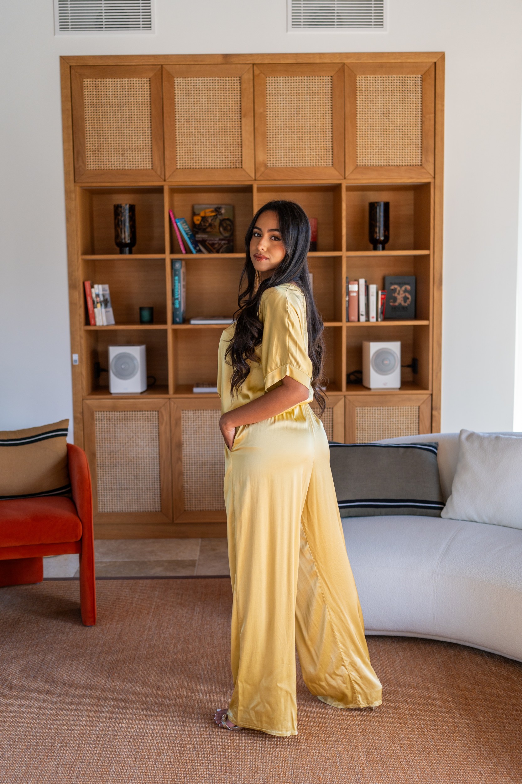 Haut satin&eacute;, Jaune, Taille unique