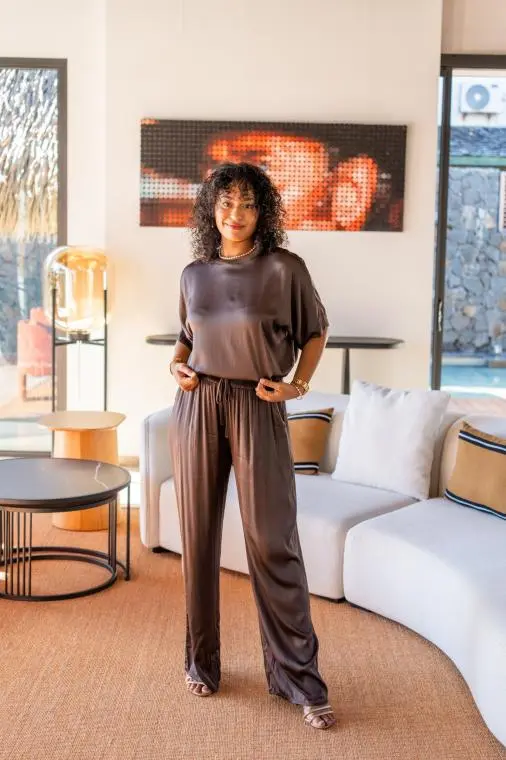 Pantalon satiné, Vert, Taille unique