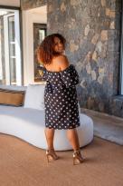 Robe courte manche bouffante à pois, Blanc, Taille unique