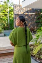 Robe longue crépon , Jaune, Taille unique