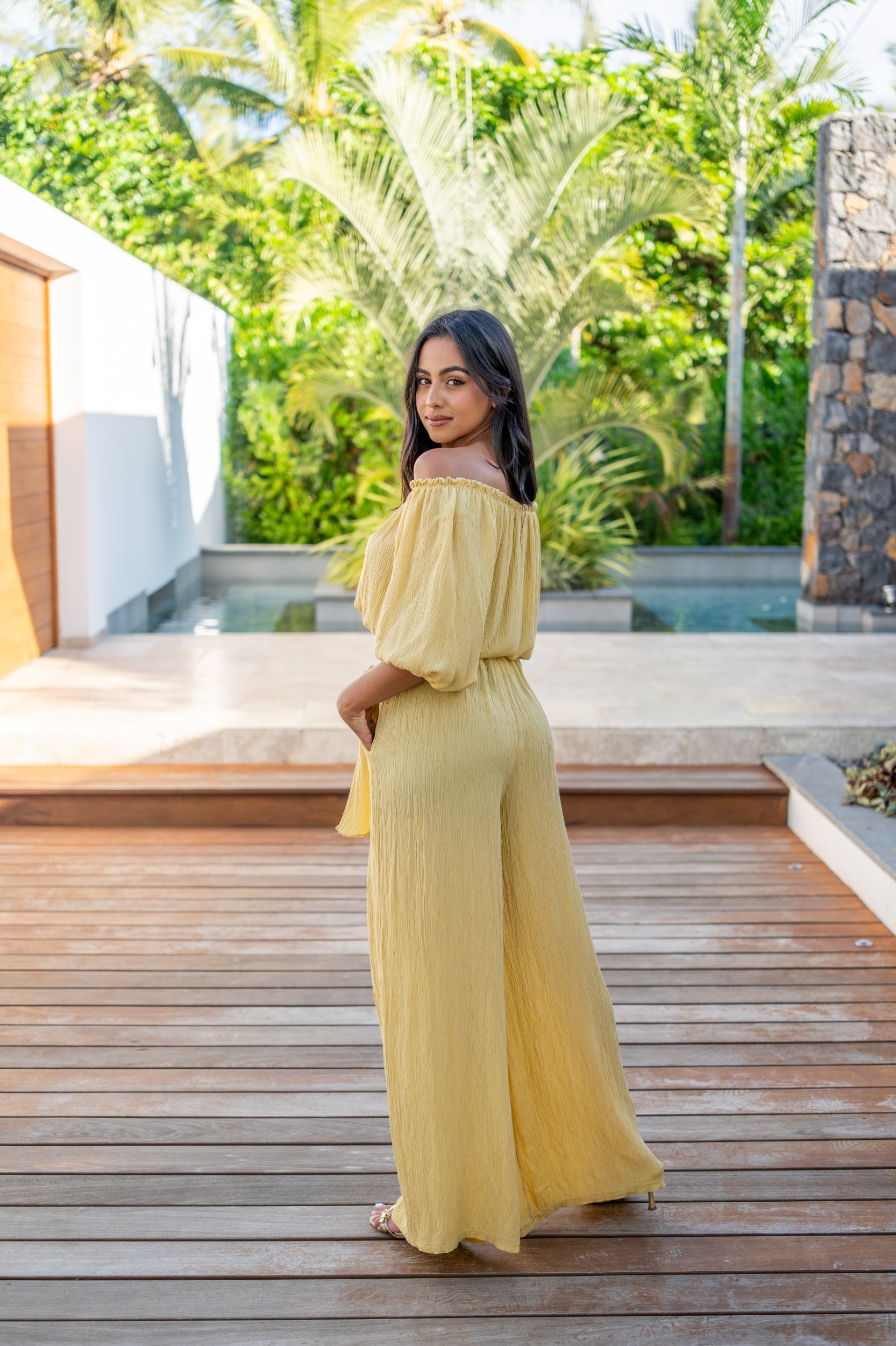 Haut cr&eacute;pon, Jaune, Taille unique