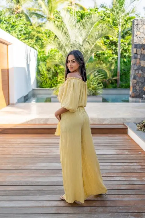 Haut crépon, Jaune, Taille unique