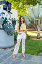 Jeans en dentelle , Blanc, 34