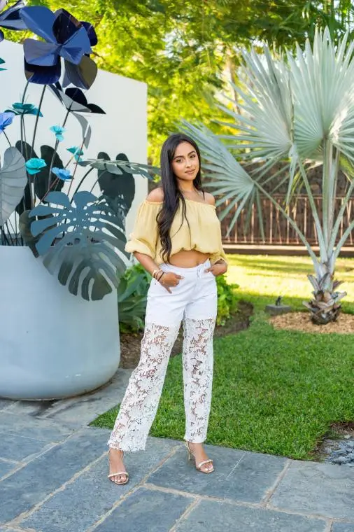 Jeans en dentelle , Blanc, 34
