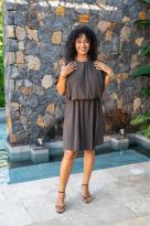 Robe courte crépon, Vert, Taille unique