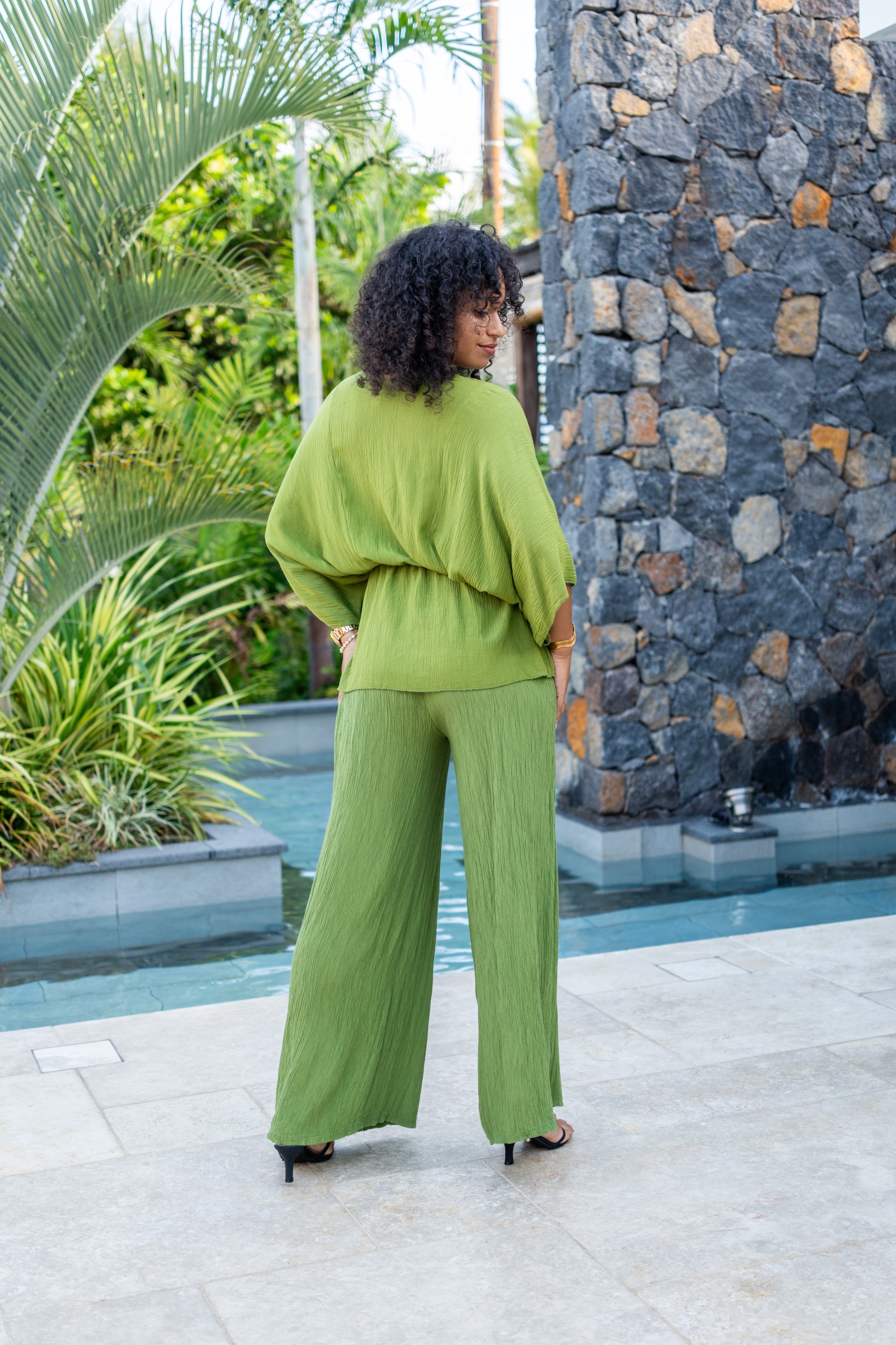 Haut cr&eacute;pon , Vert matcha, Taille unique